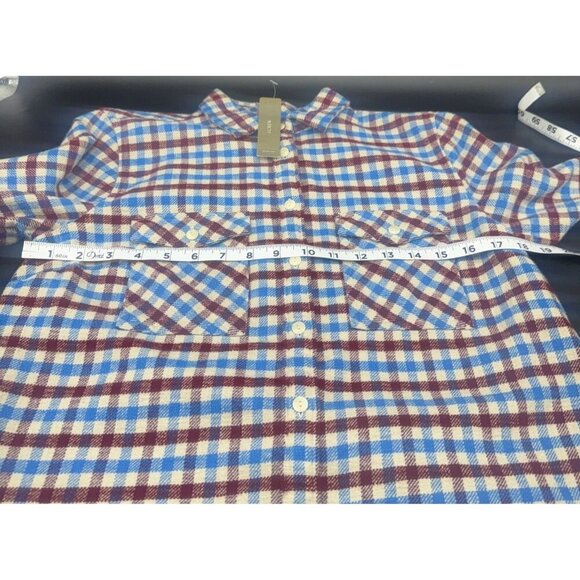 J.Crew Women’s Crimson Petal Plaid Boyfriend Flannel Button Up Shirt Sz 10P NEW - Picture 10 of 11